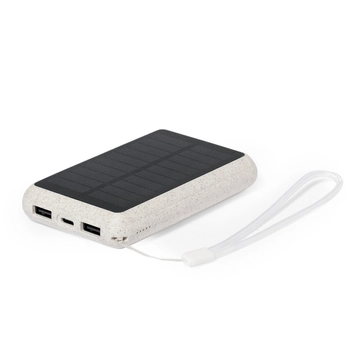 Power bank 5000 mAh ze słomy pszenicznej, ładowarka słoneczna, neutralny V1353-00