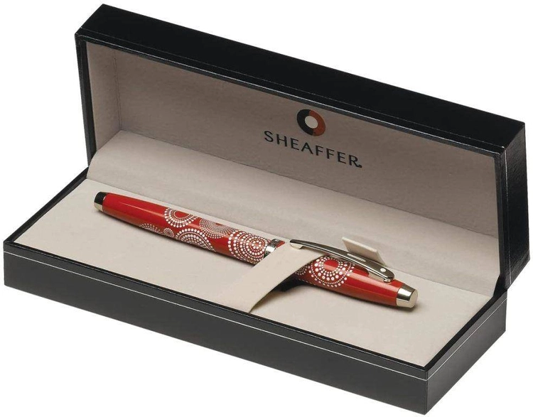 9272 Pióro wieczne Sheaffer kolekcja 100, czerwony, wzór, wykończenia chromowane