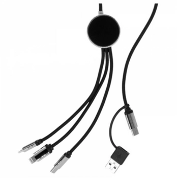DŁUGI KABEL 4W1 Z PODŚWIETLANYM LOGO, W102TG, czarny EG058803