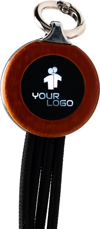 Kabel 4w1 z podświetlanym logo w drewnianej obudowie