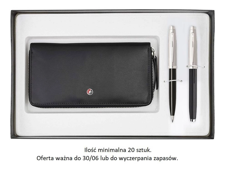 9313 Zestaw (pióro wieczne i długopis) Sheaffer kolekcja 100, czarne, wykończenia niklowane