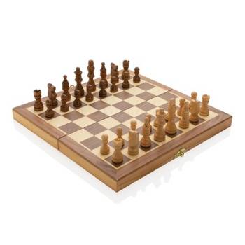Drewniany zestaw do gry w szachy, brązowy P940.129