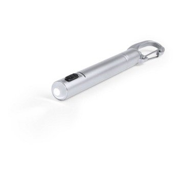 Latarka 1 LED, długopis i karabińczyk, srebrny V8735-32